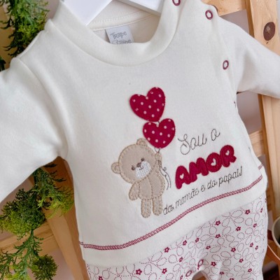 Macacão Trape Zape - Sou o amor da mamãe e do papai Off e Bordo